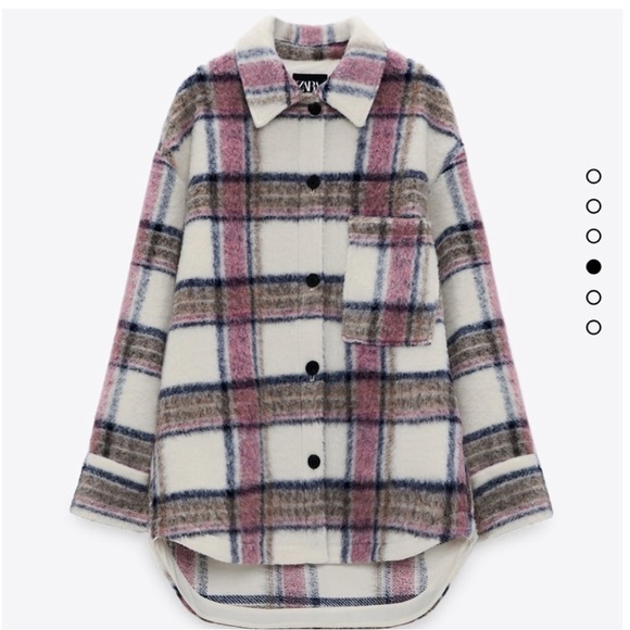 ZARA CREAM/PINK WOOL BLEND SHACKET NWOT! MEDIUM - Picture 5 of 9